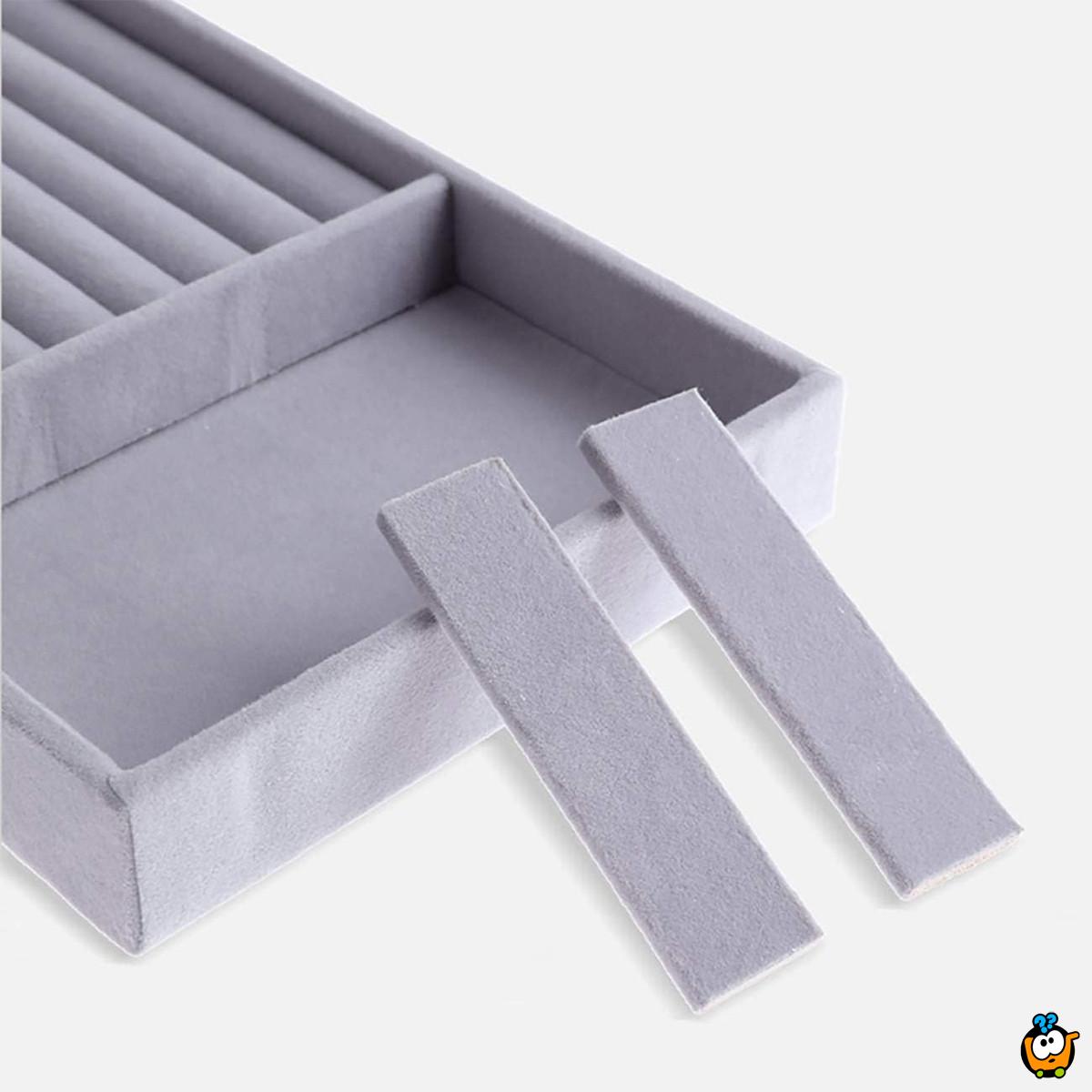 Decor Mix - Plišana kutija za nakit sa 3 različite pregrade