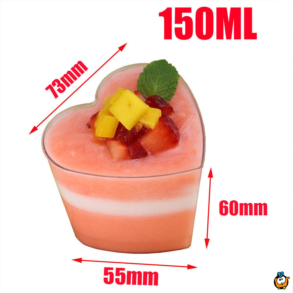 Desertna čaša za serviranje poslastica u obliku srca - 150ml