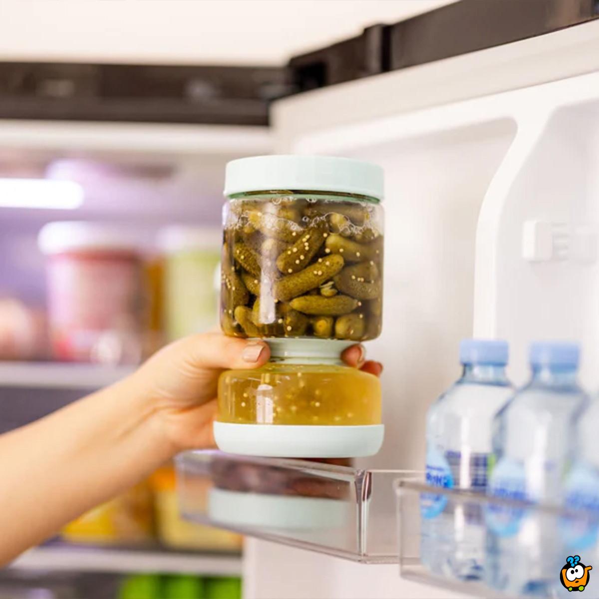 Dvostrana tegla za masline i krastavčiće - odvaja tečnost od hrane