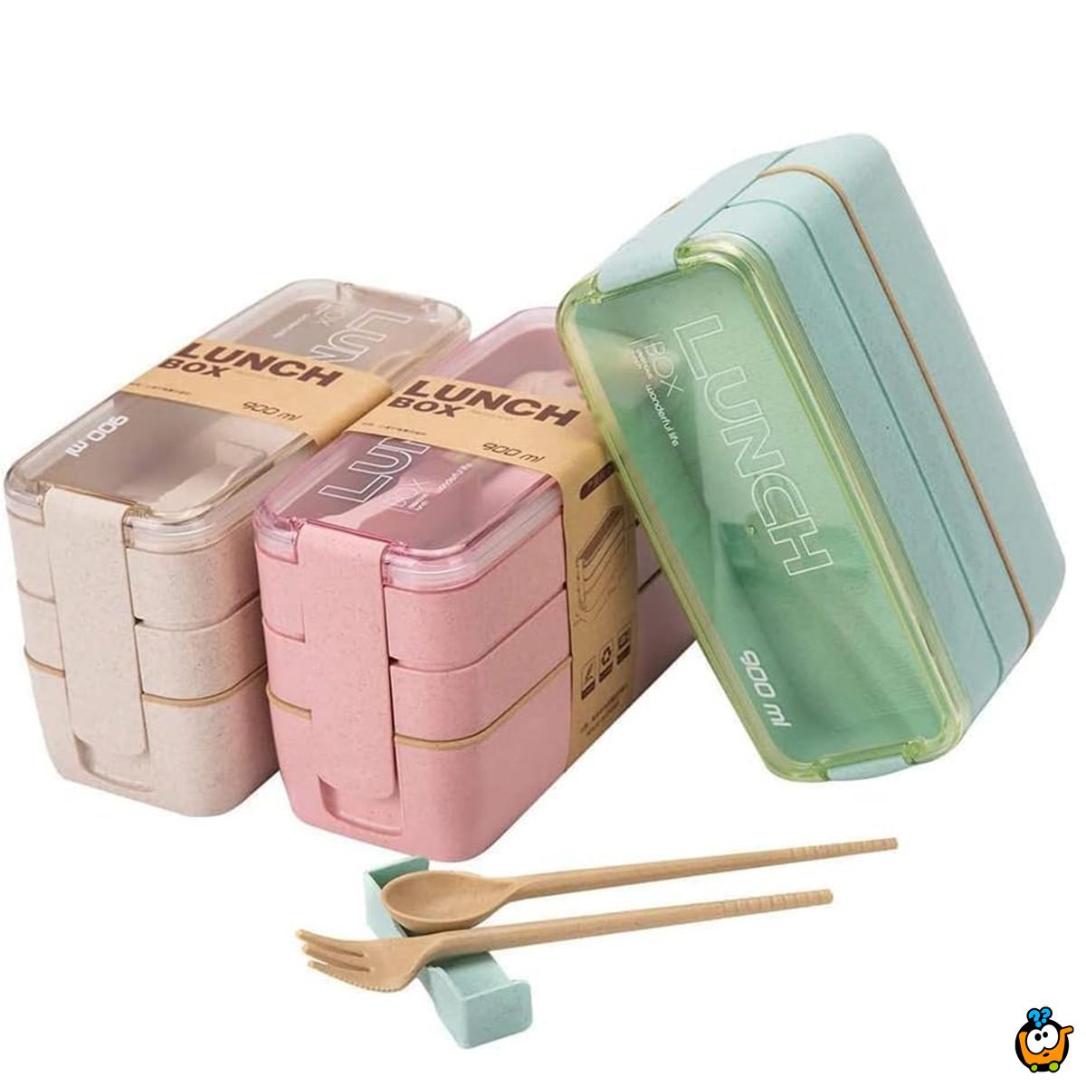 3u1 bento box  - eko kutija za ručak sa priborom