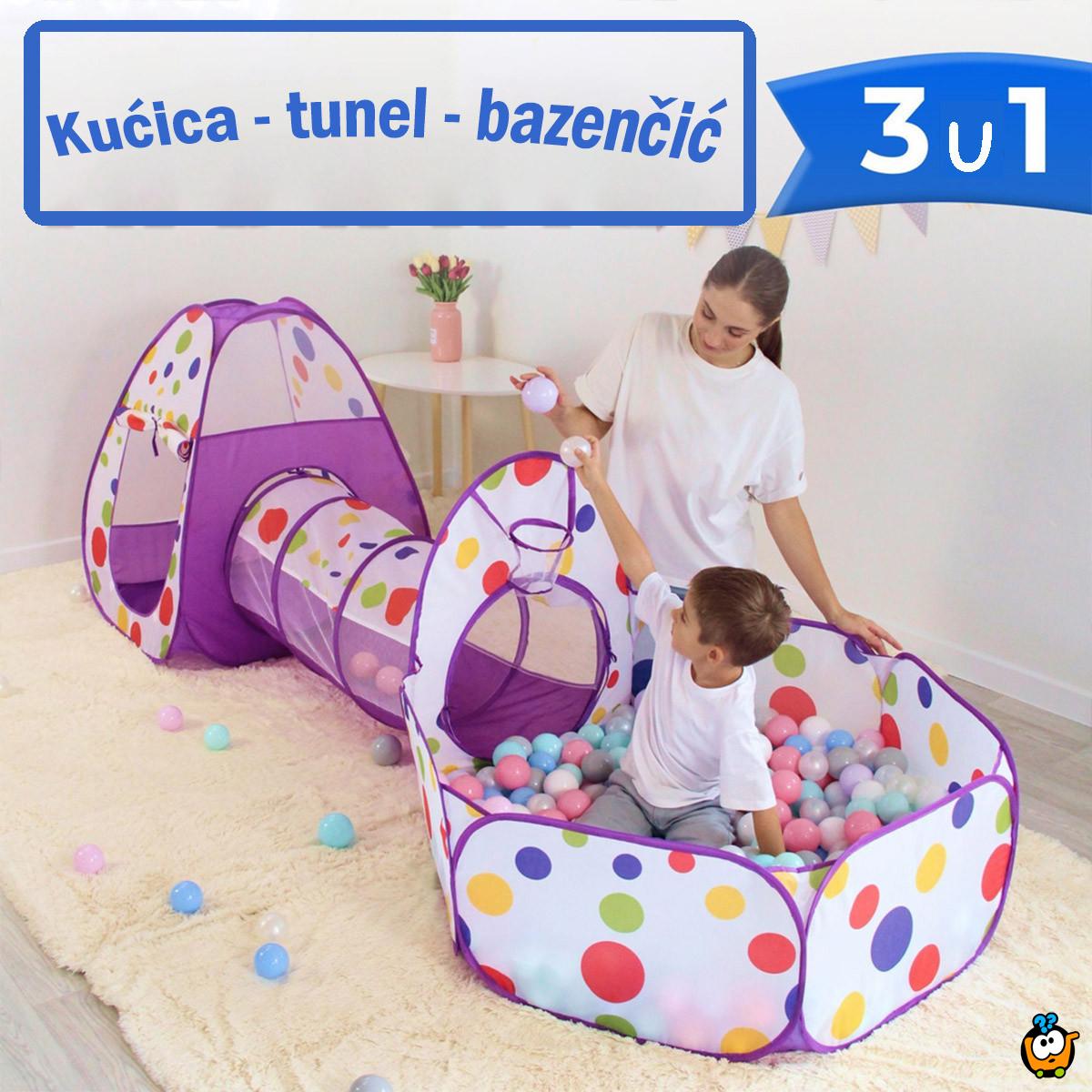 Dečiji šator sa tunelom i bazenom za loptice