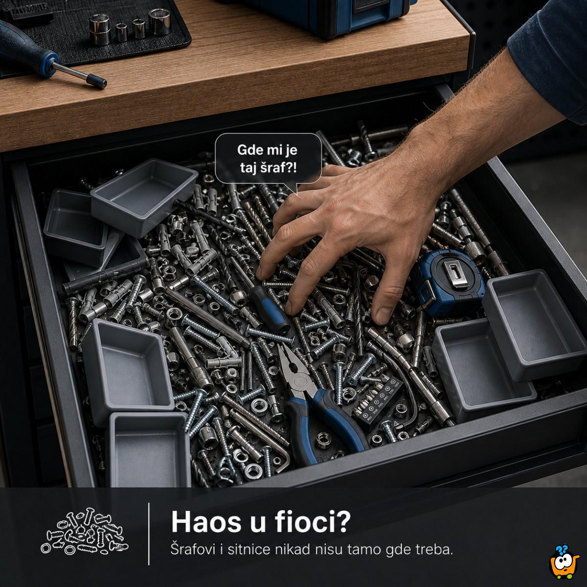 Modularni organizer za alat i sitnice – set od 7 pregrada za fioku