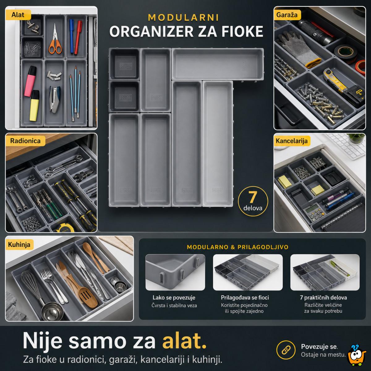 Modularni organizer za alat i sitnice – set od 7 pregrada za fioku