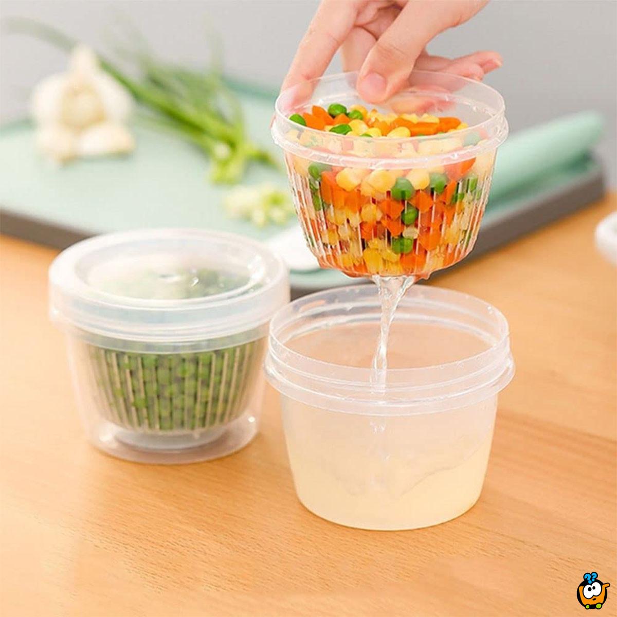 2 u 1 mini posuda za hranu - sa oceđivačem i poklopcem