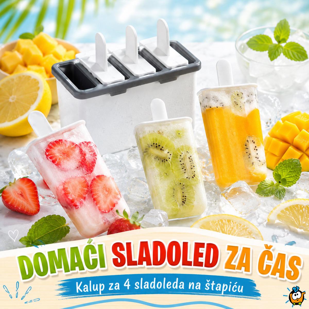 Kalup za domaći sladoled na štapiću – 4 komada odjednom