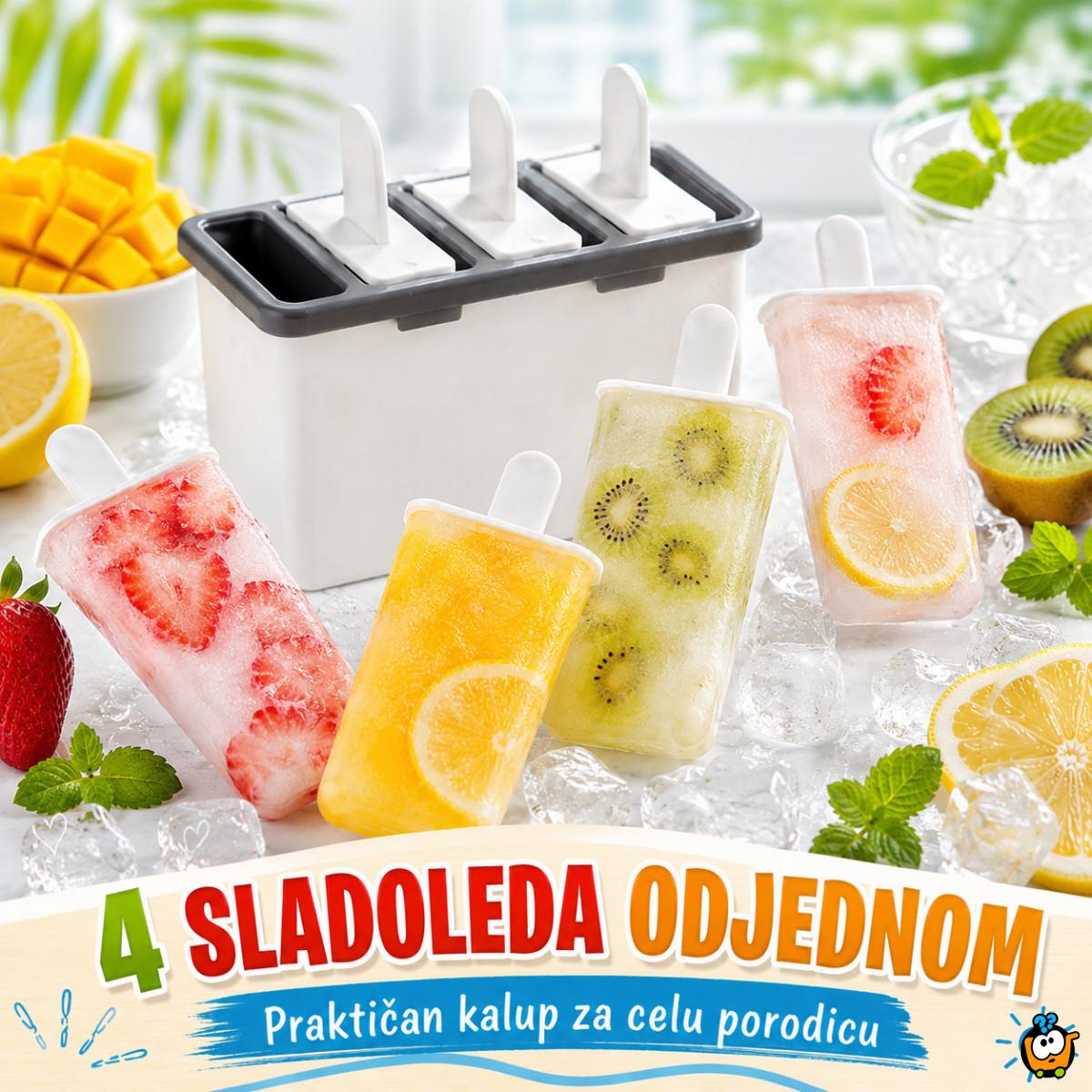 Kalup za domaći sladoled na štapiću – 4 komada odjednom