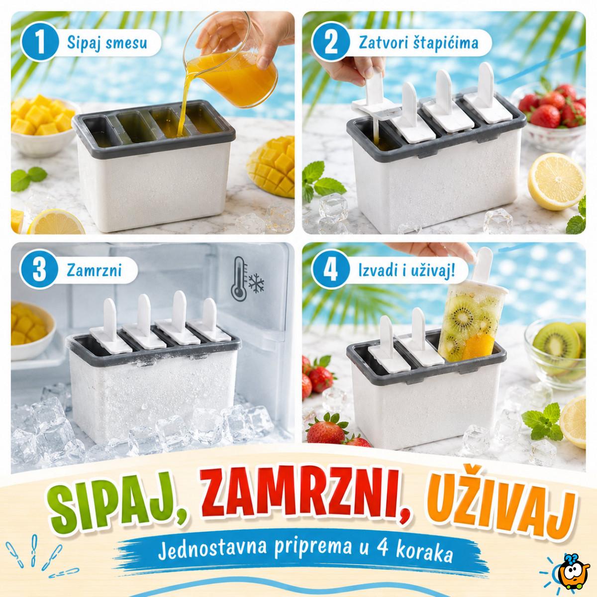Kalup za domaći sladoled na štapiću – 4 komada odjednom