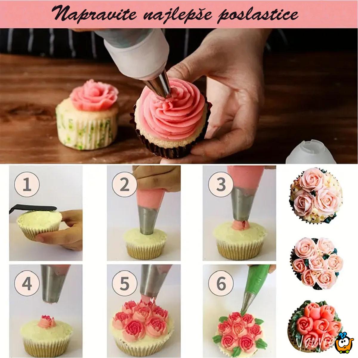 Rose Cake Set - Špric sa 7 nastavaka za ružice od šlaga