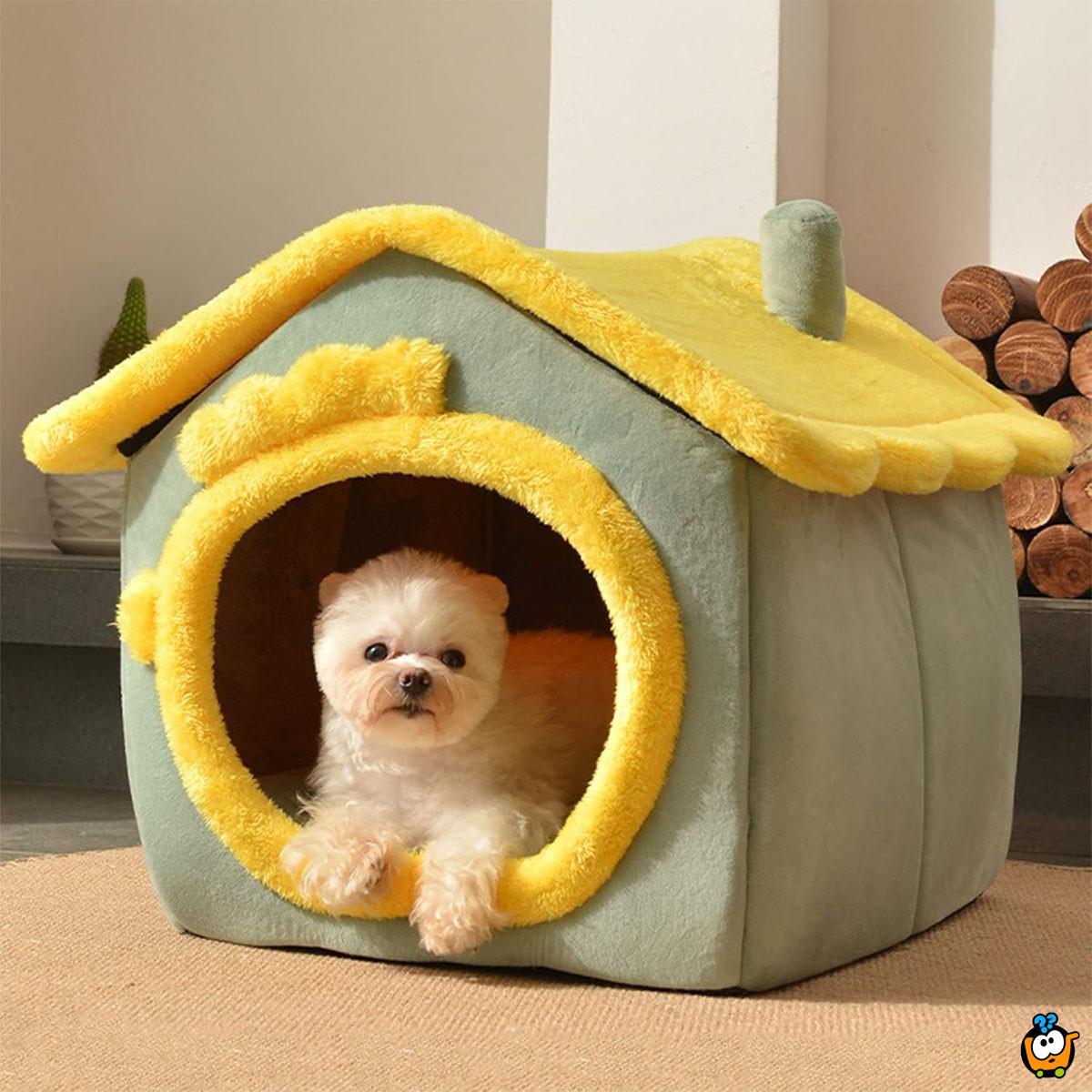 YELLOW Pet House - Udobna zeleno-žuta kućica za pse i mačke 