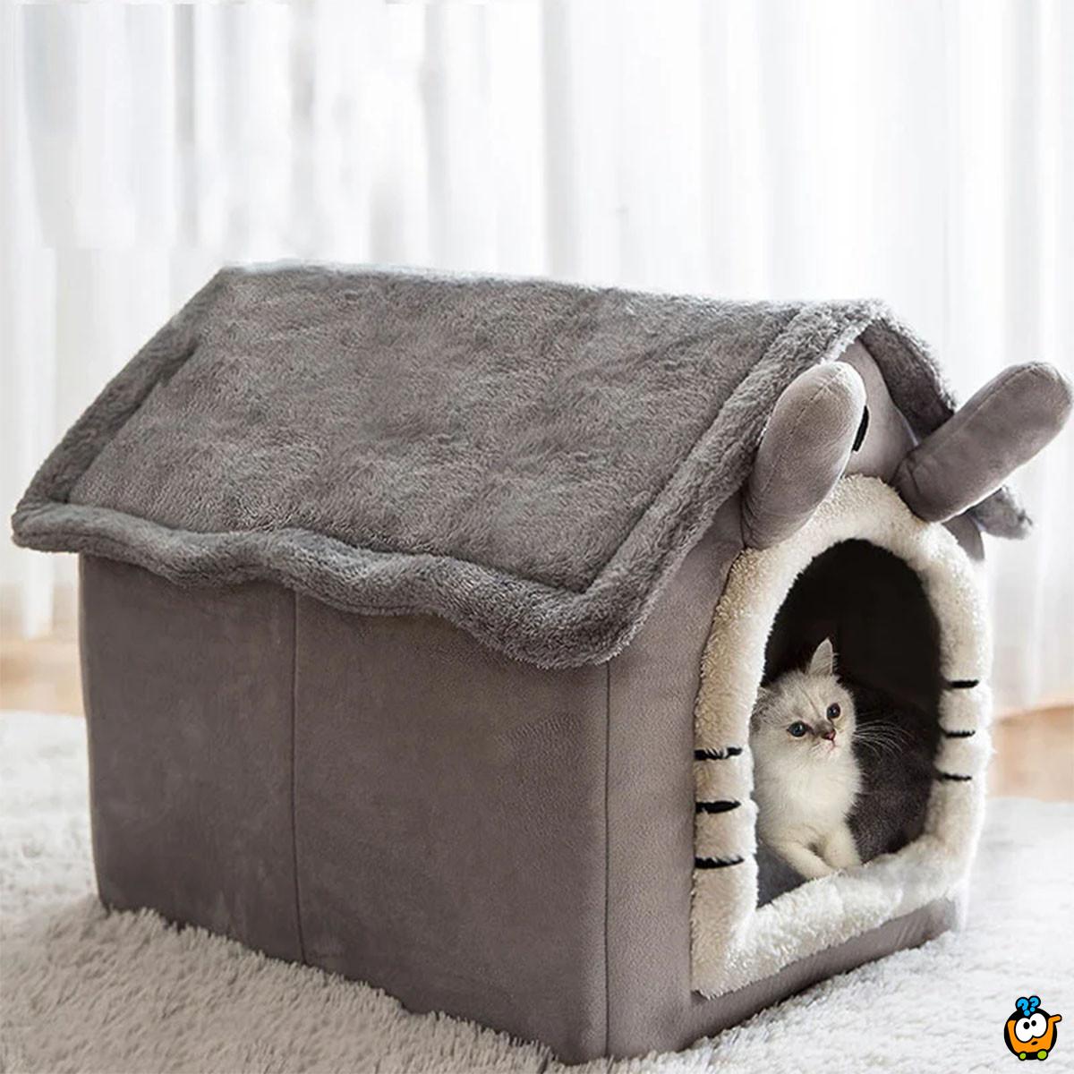 GREY Pet House - Udobna siva kućica za pse i mačke 