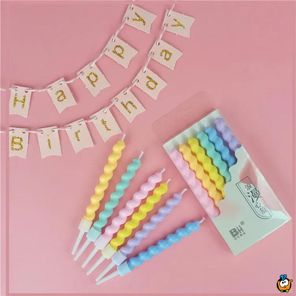 Rainbow candles - Pastelne rođendanske svećice 6 kom