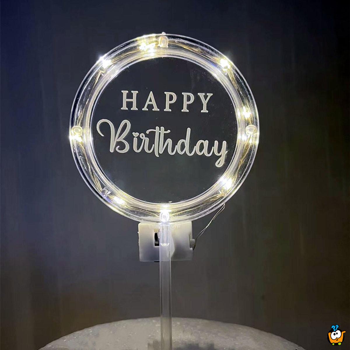 Happy Birthday - LED dekoracija za torte