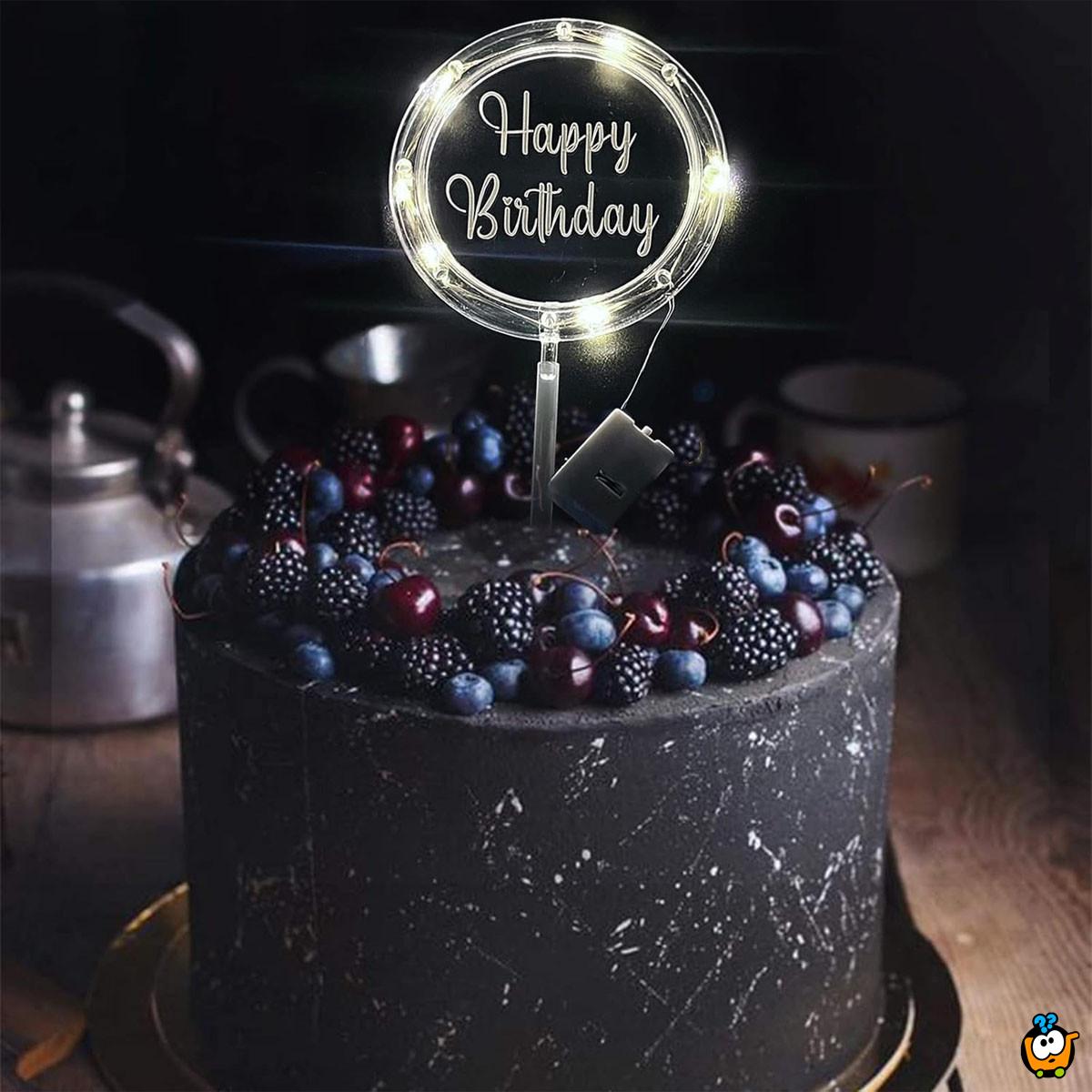 Happy Birthday - LED dekoracija za torte