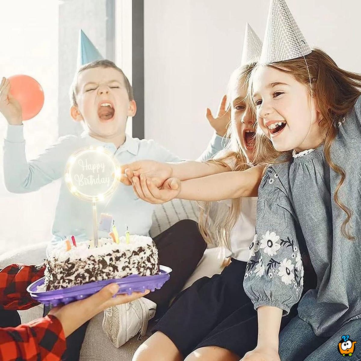 Happy Birthday - LED dekoracija za torte