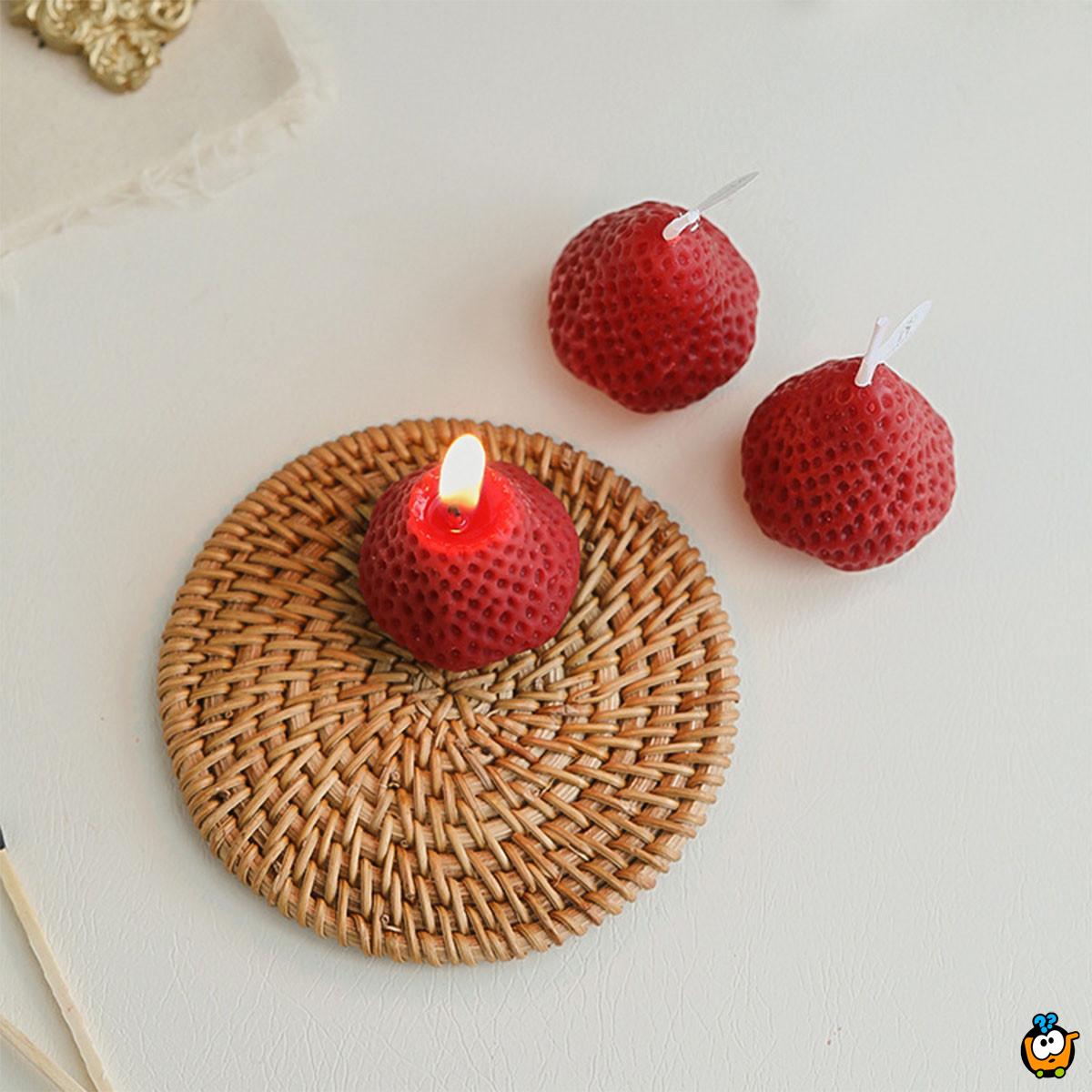 Strawberry Candle - Set od 4 mirisne sveće u obliku jagode