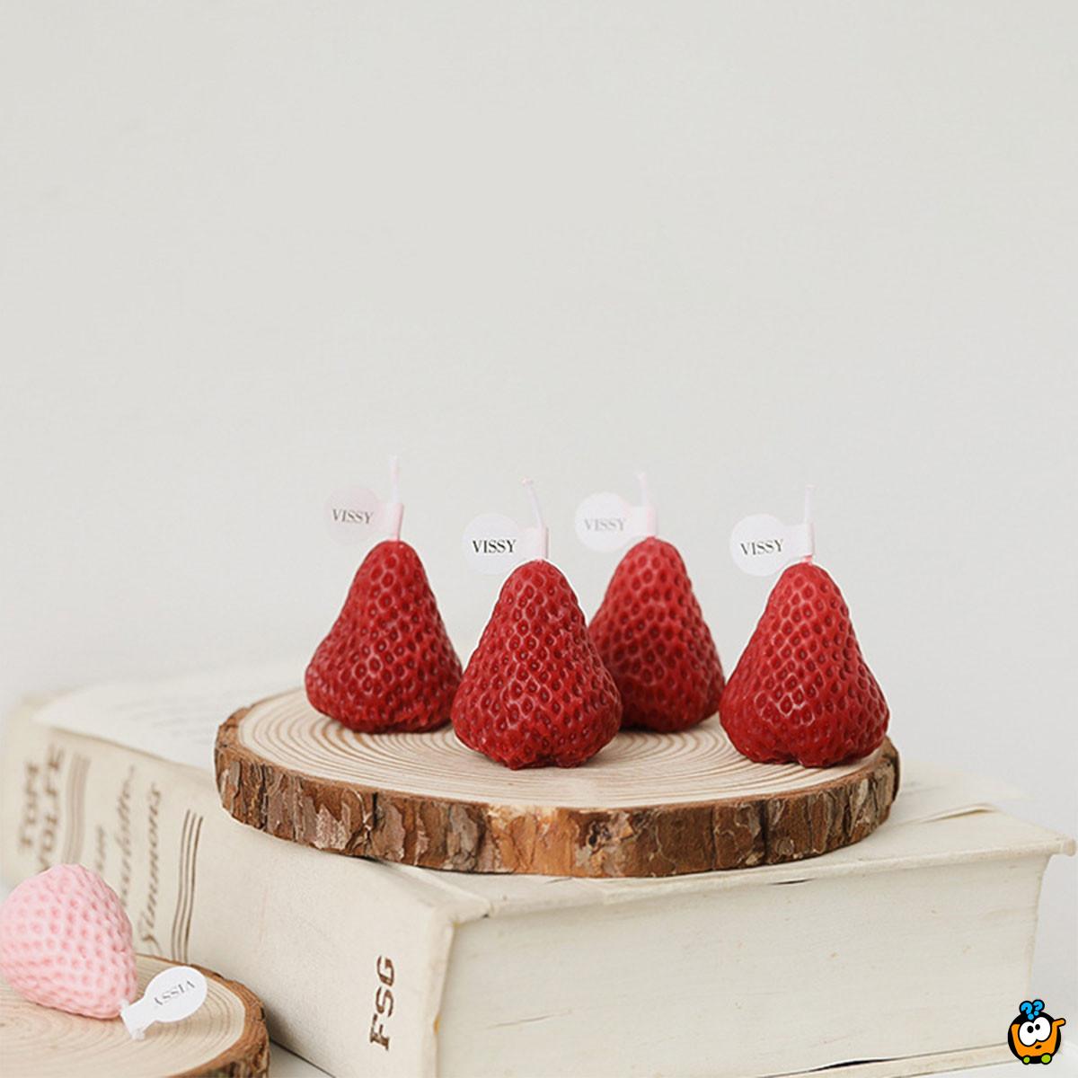Strawberry Candle - Set od 4 mirisne sveće u obliku jagode
