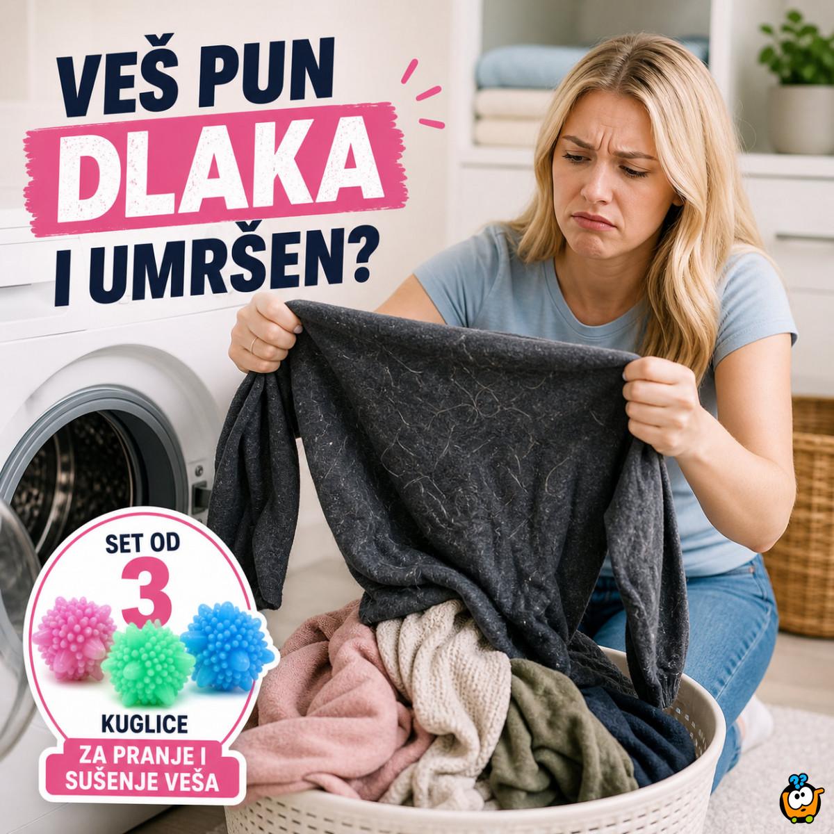 Set od 3 kuglice za pranje i sušenje – protiv dlaka i zapetljavanja