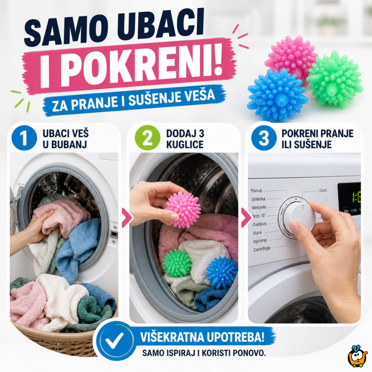 Set od 3 kuglice za pranje i sušenje – protiv dlaka i zapetljavanja