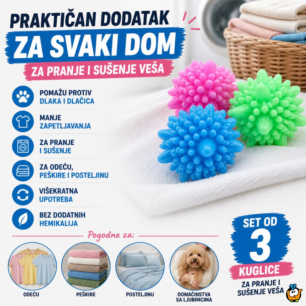 Set od 3 kuglice za pranje i sušenje – protiv dlaka i zapetljavanja