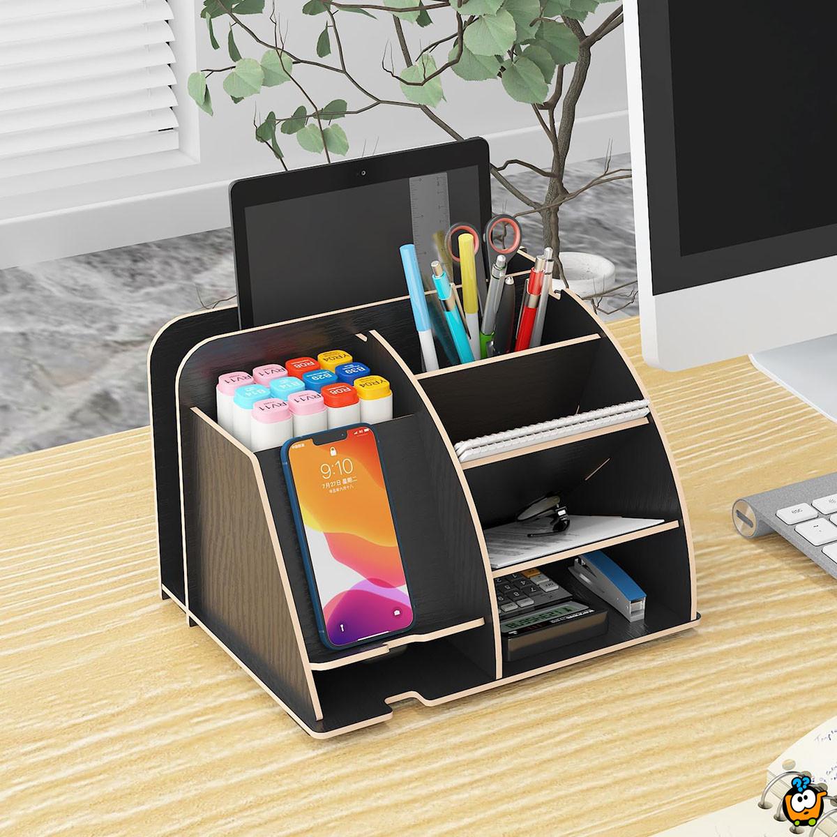 Black Desk Organizer - Stoni organizer za odlaganje telefona i kancelarijskog pribora