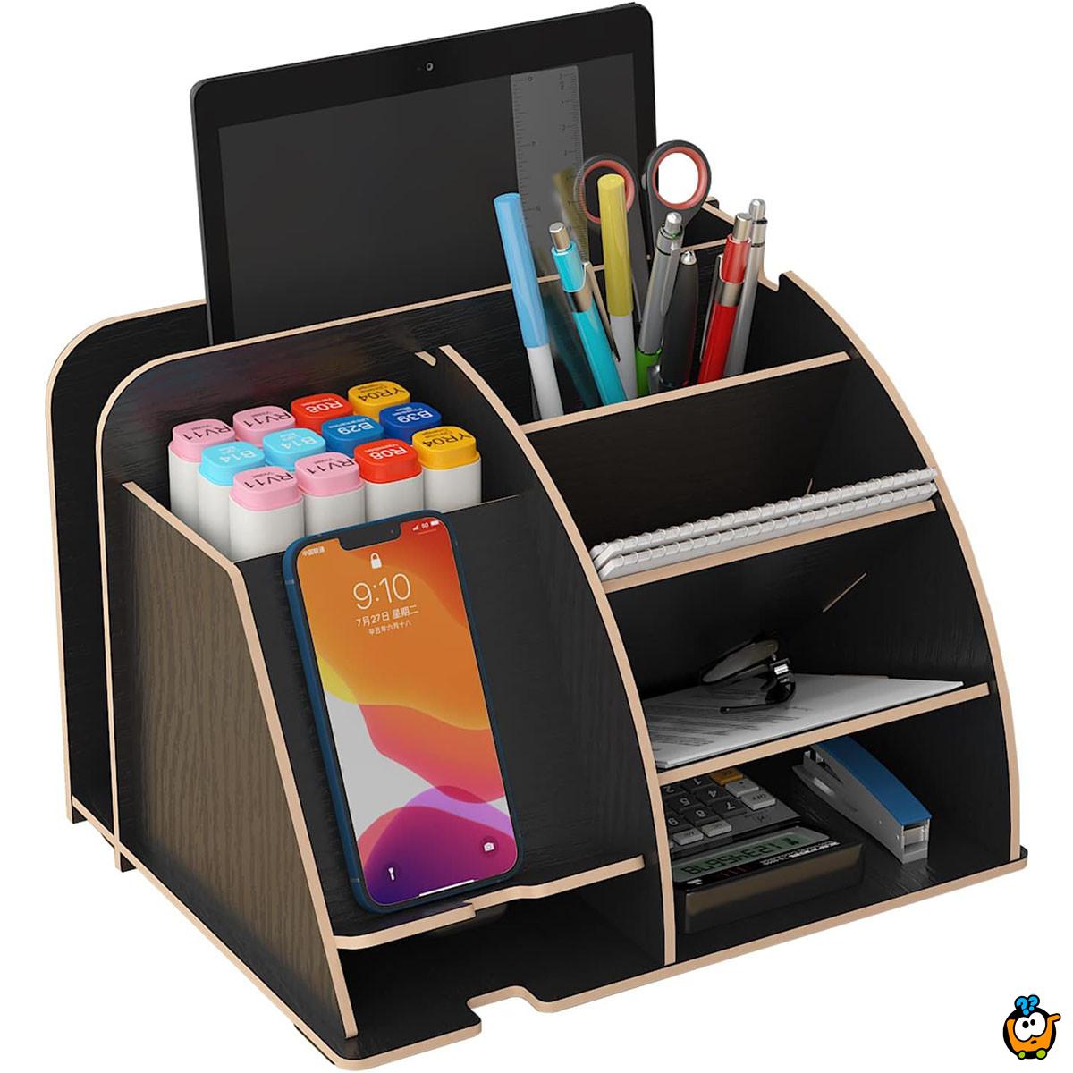 Black Desk Organizer - Stoni organizer za odlaganje telefona i kancelarijskog pribora