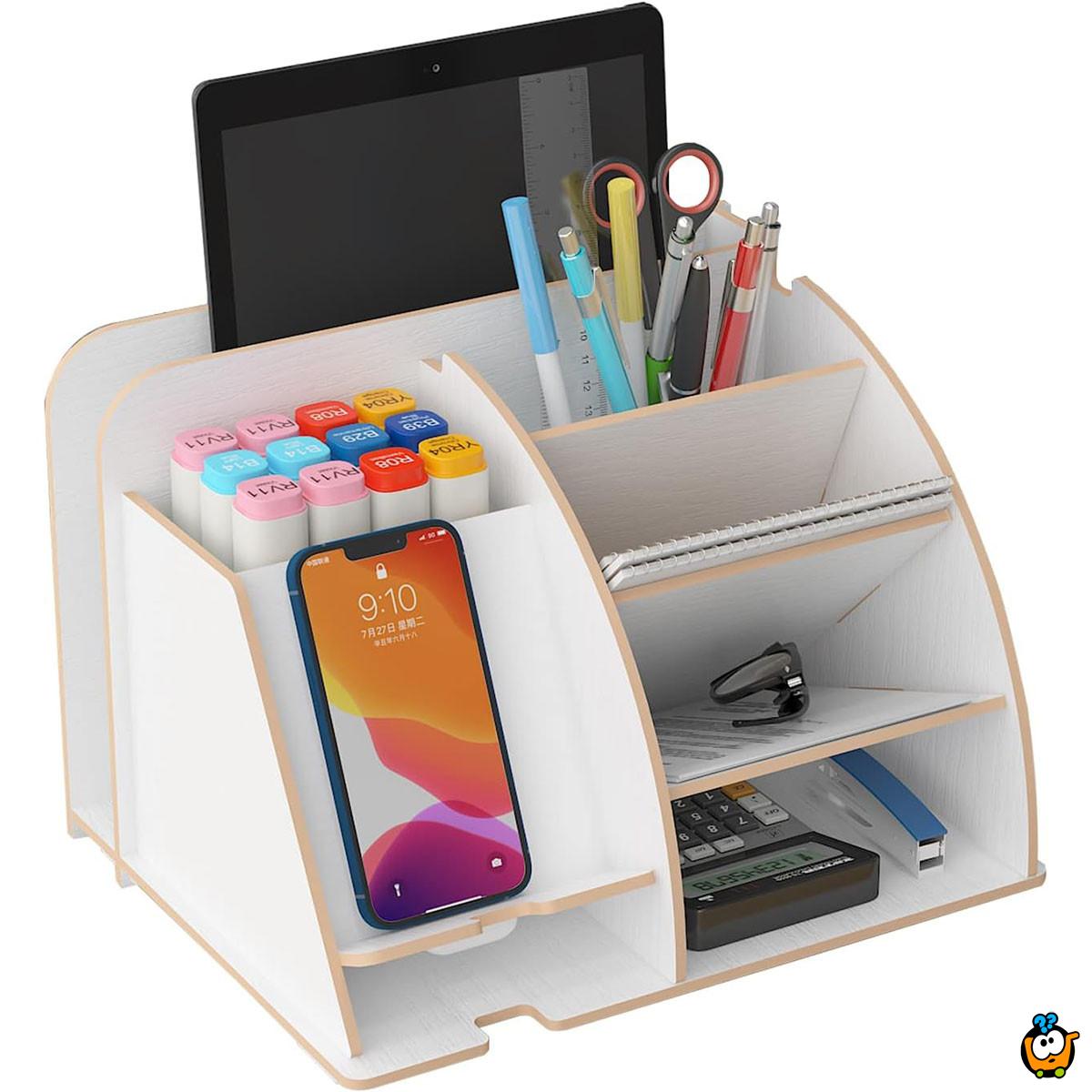 White Desk Organizer - Stoni organizer za odlaganje telefona i kancelarijskog pribora