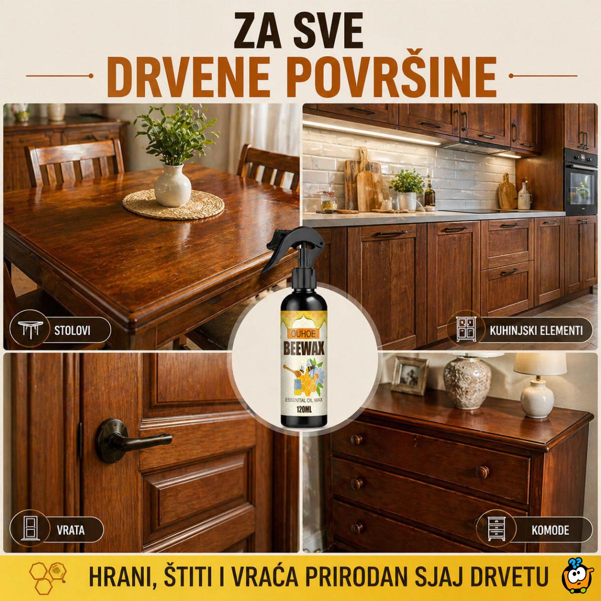 BEEWAX Sprej za drvo sa pčelinjim voskom – vraća sjaj za 30 sekundi