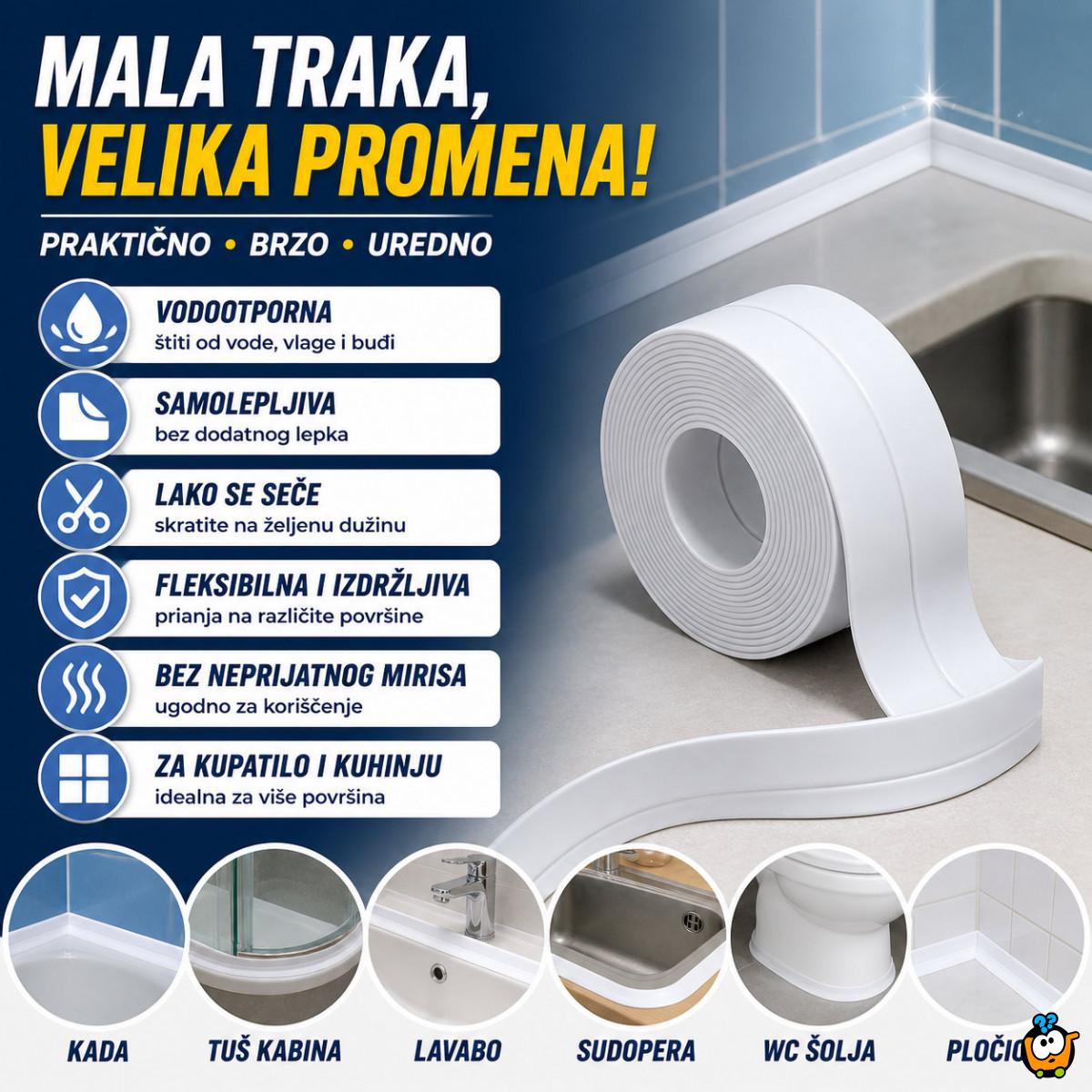 Samolepljiva vodootporna silikonska traka za spojeve – za kadu, lavabo i sudoperu