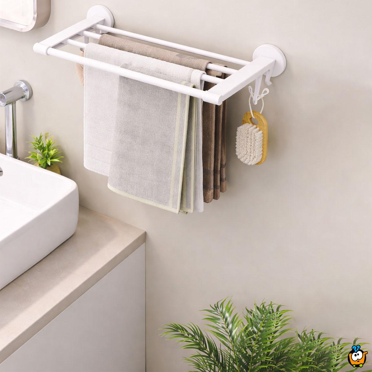 Elegantna polica i držač peškira za kupatilo - BELA BOJA