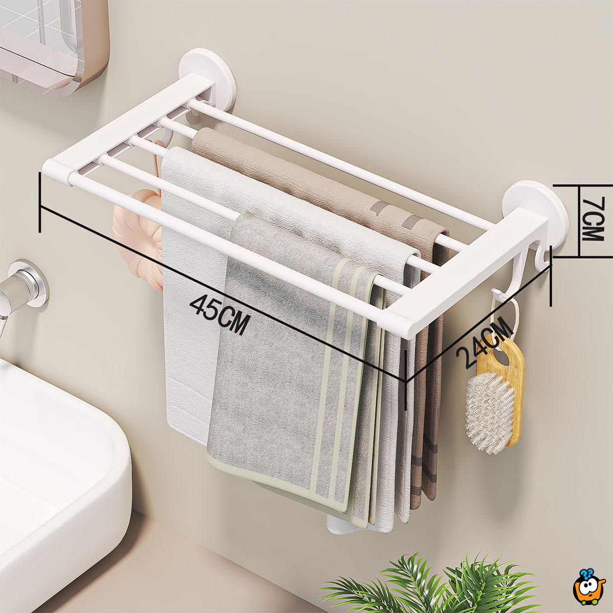 Elegantna polica i držač peškira za kupatilo - BELA BOJA