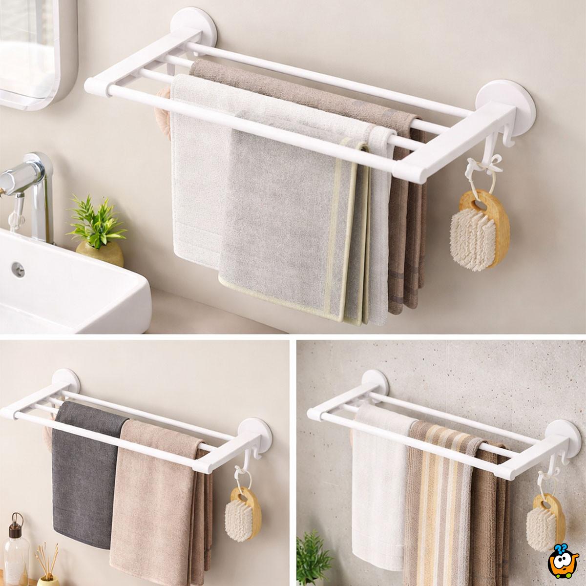 Elegantna polica i držač peškira za kupatilo - BELA BOJA