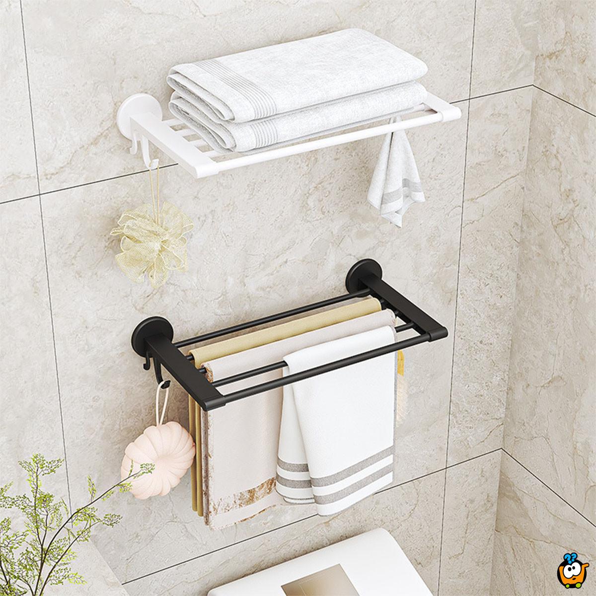 Elegantna polica i držač peškira za kupatilo - BELA BOJA