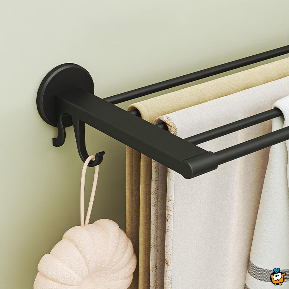 Elegantna polica i držač peškira za kupatilo - CRNA BOJA