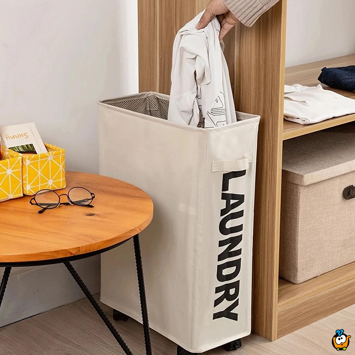 Uska korpa za veš sa točkićima