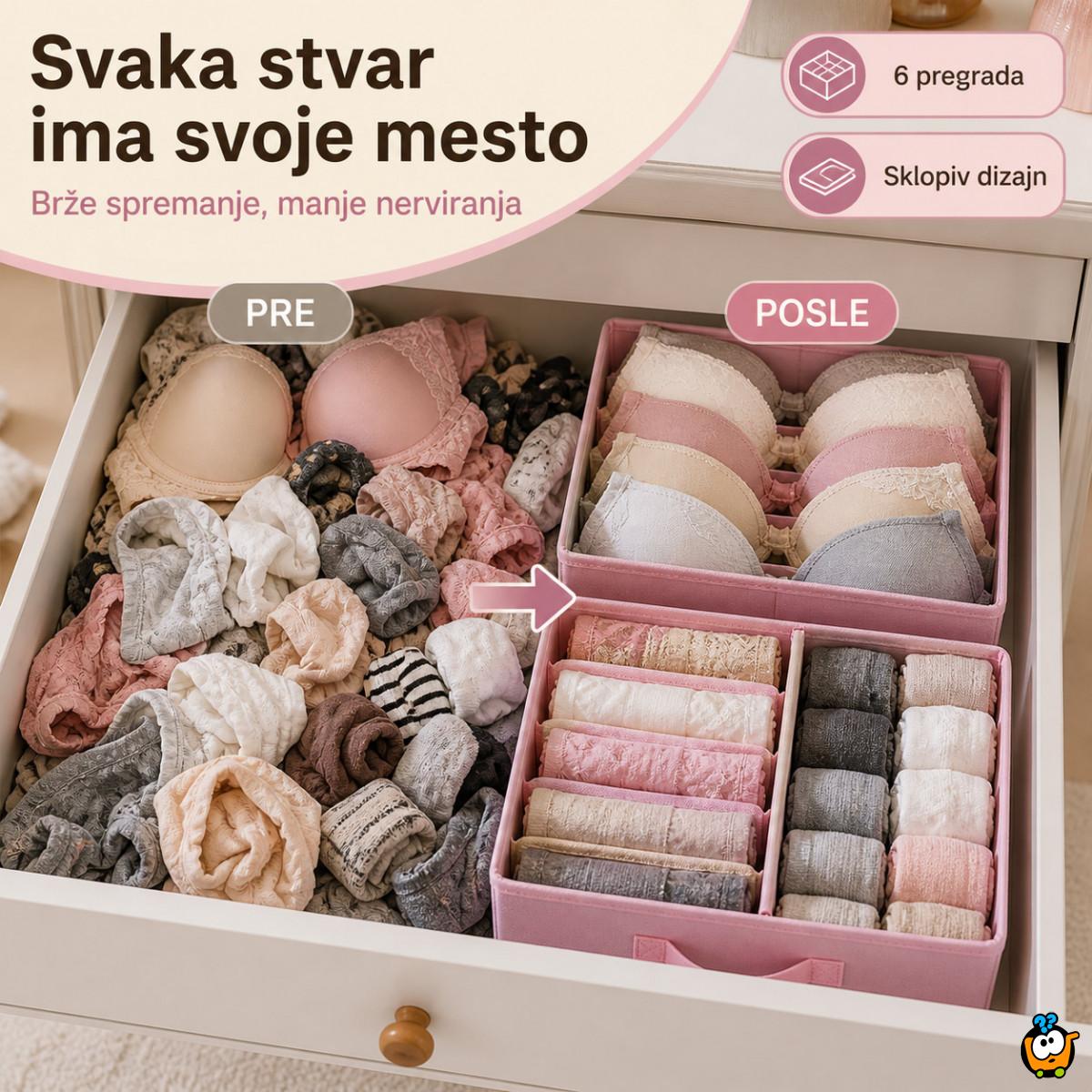 Organizer za fioku 6 pregrada – za donji veš, brushaltere i čarape