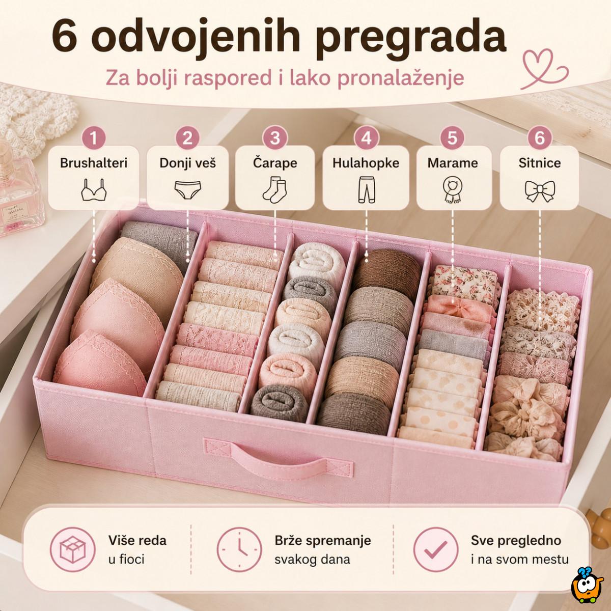 Organizer za fioku 6 pregrada – za donji veš, brushaltere i čarape