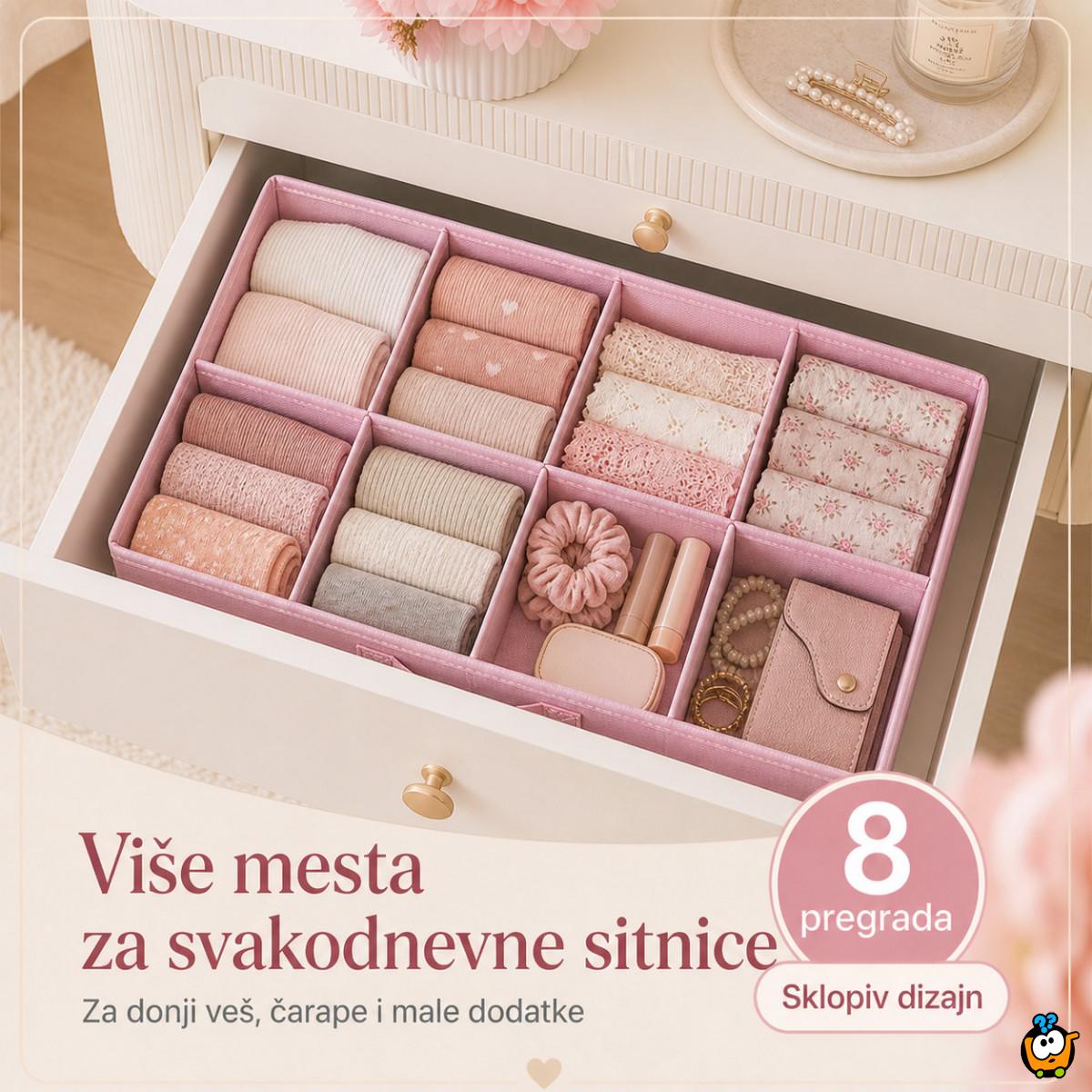 Organizer za fioku 8 pregrada – za donji veš, čarape i sitnice