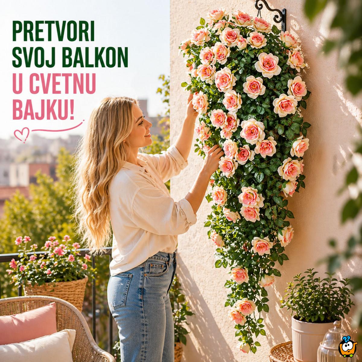 Rose Romance buket roze visećih ruža - dekorativno veštačko cveće