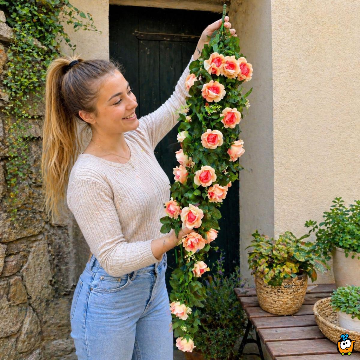 Rose Romance buket roze visećih ruža - dekorativno veštačko cveće