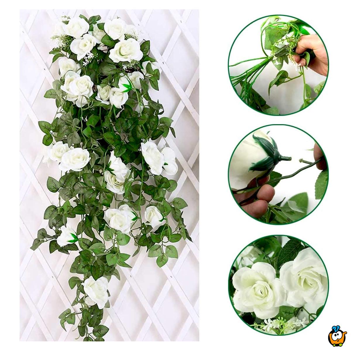Rose Romance buket belih visećih ruža - dekorativno veštačko cveće
