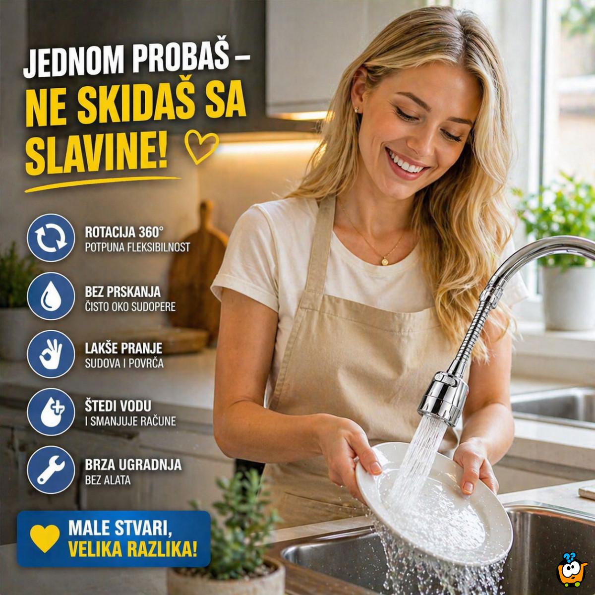 Fleksibilni nastavak za slavinu – usmeri vodu gde želiš