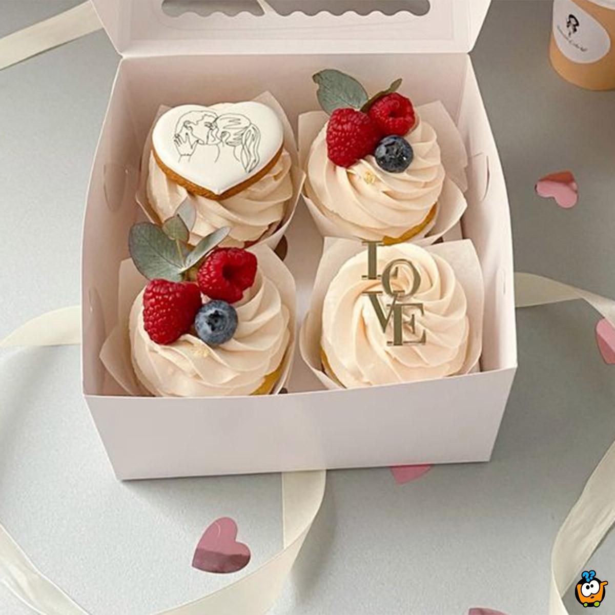 4 LOVE Box - Papirna kutija za 4 kolača sa srcastim otvorom