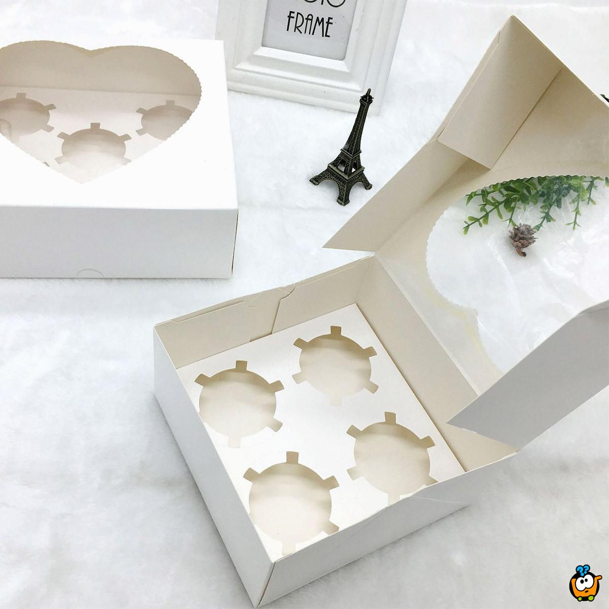 4 LOVE Box - Papirna kutija za 4 kolača sa srcastim otvorom