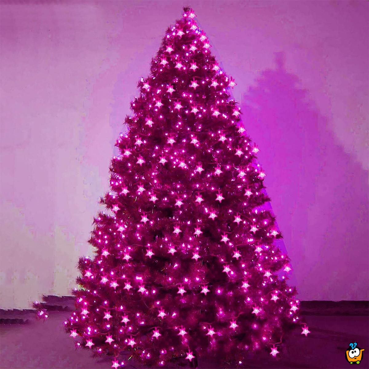 Pink star lights – LED dekorativne lampice zvezdice na baterije 3m