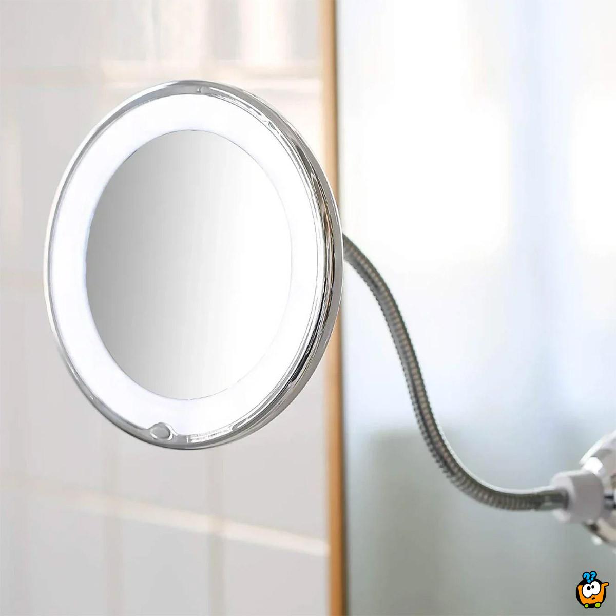 Fleksibilno dodatno LED ogledalo za šminkanje sa zumom 10x