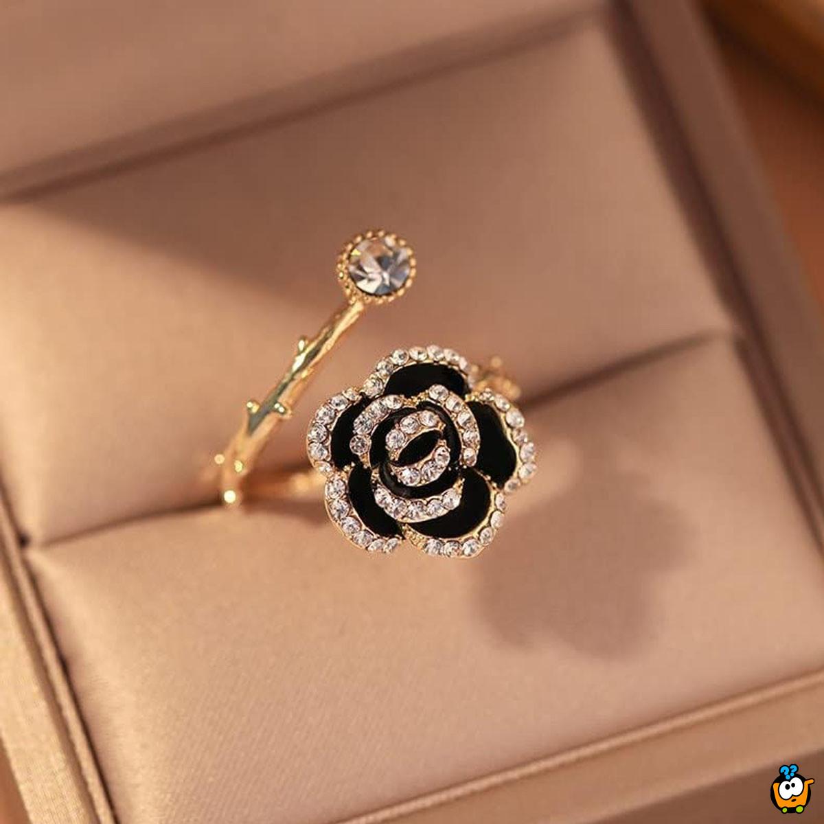 Black Camelia - elegantni prsten sa dezenom cveta