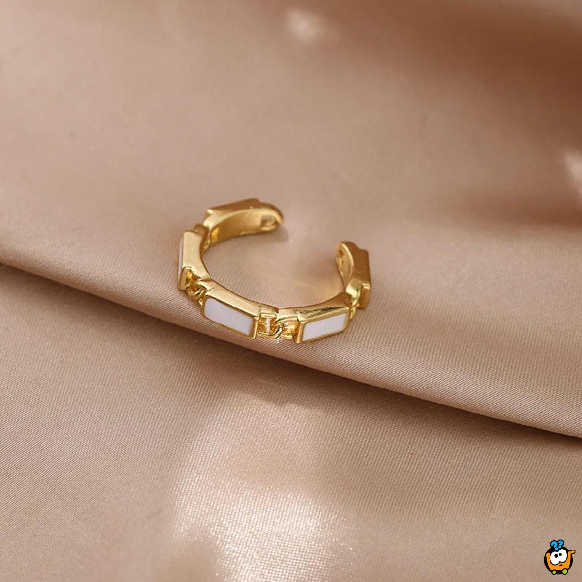 Golden Radiance – Prsten u zlatnoj boji sa belim kamenom