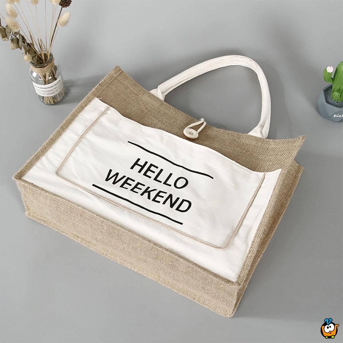 Hello Weekend  - torba od pamuka i lana