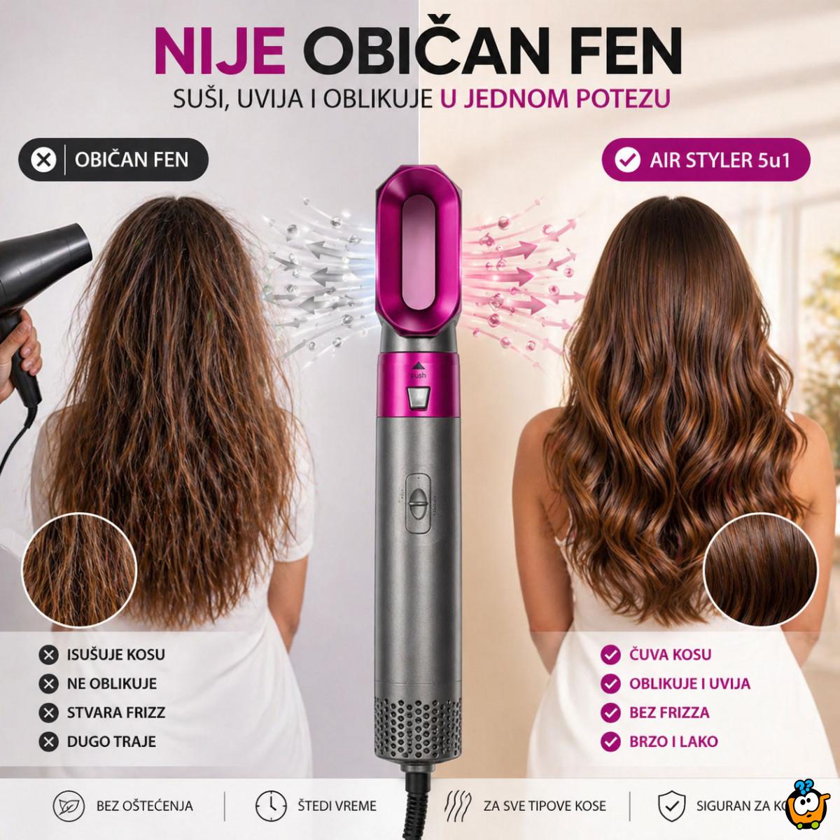 Air Styler 5u1 fen sa nastavcima - Frizura kao iz salona za 5 minuta kod kuće