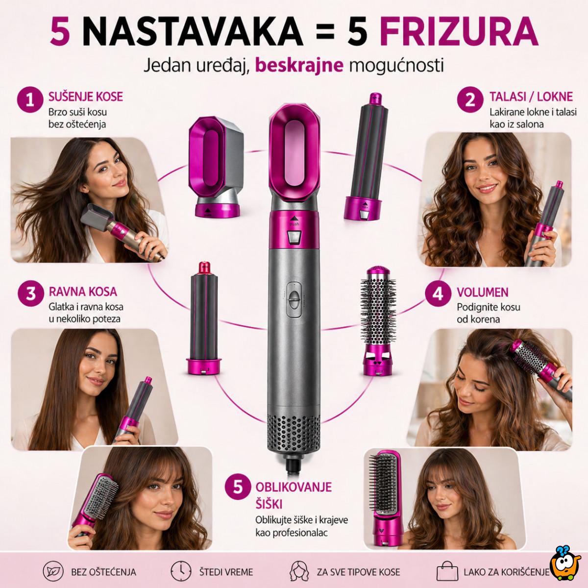 Air Styler 5u1 fen sa nastavcima - Frizura kao iz salona za 5 minuta kod kuće